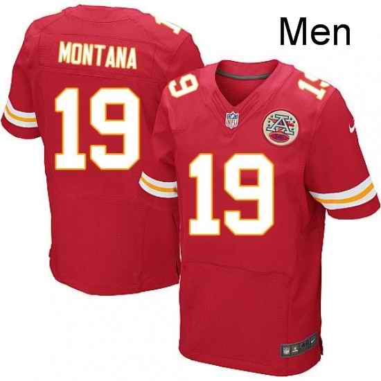 Men Nike Kansas City Chiefs 19 Joe Montana Red Team Color Vapor Untouchable Elite Player NFL Jersey